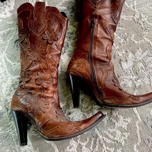 Italian leather cowboy boot size 37 - Picture 1 of 4